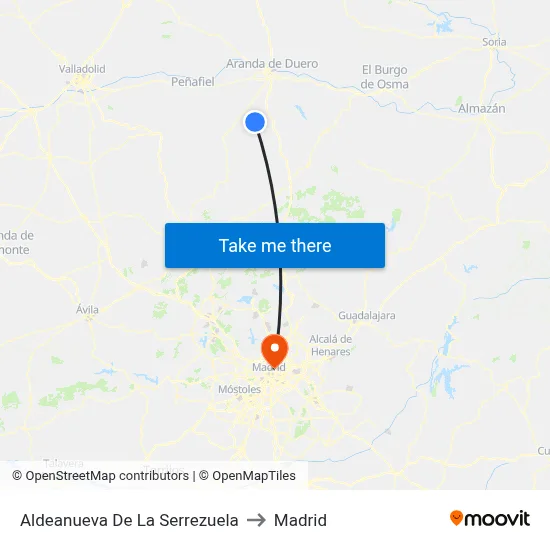 Aldeanueva De La Serrezuela to Madrid map