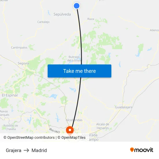 Grajera to Madrid map