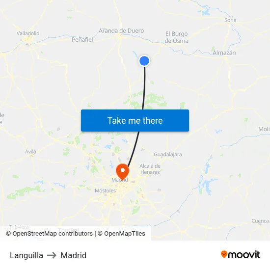 Languilla to Madrid map