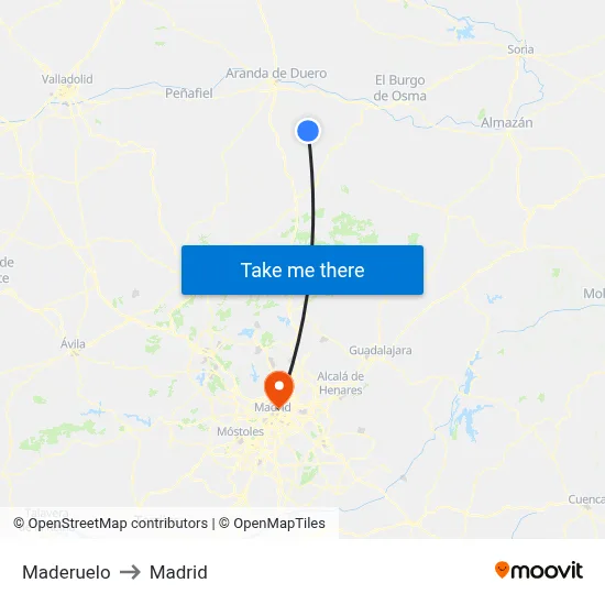 Maderuelo to Madrid map