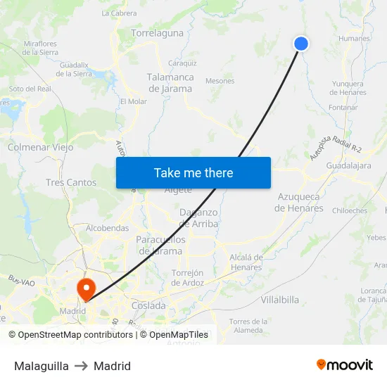 Malaguilla to Madrid map