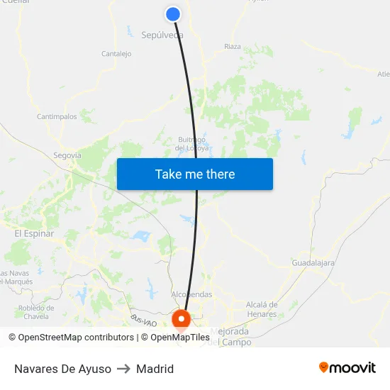 Navares De Ayuso to Madrid map