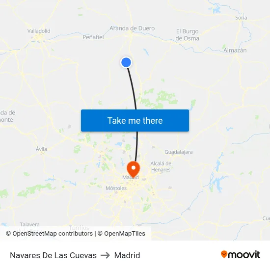 Navares De Las Cuevas to Madrid map