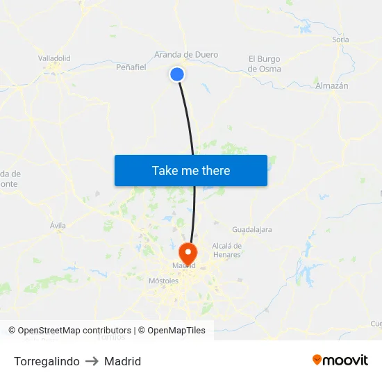 Torregalindo to Madrid map