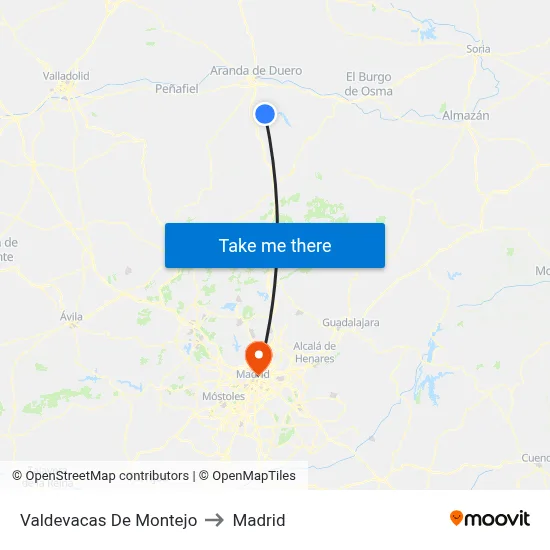 Valdevacas De Montejo to Madrid map
