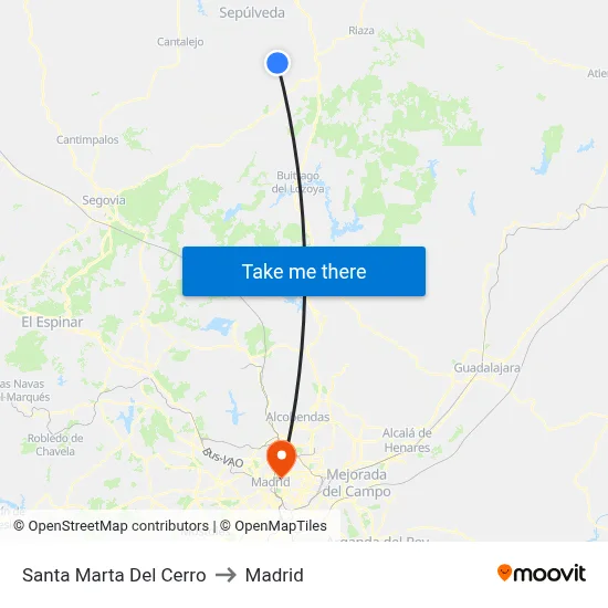 Santa Marta Del Cerro to Madrid map