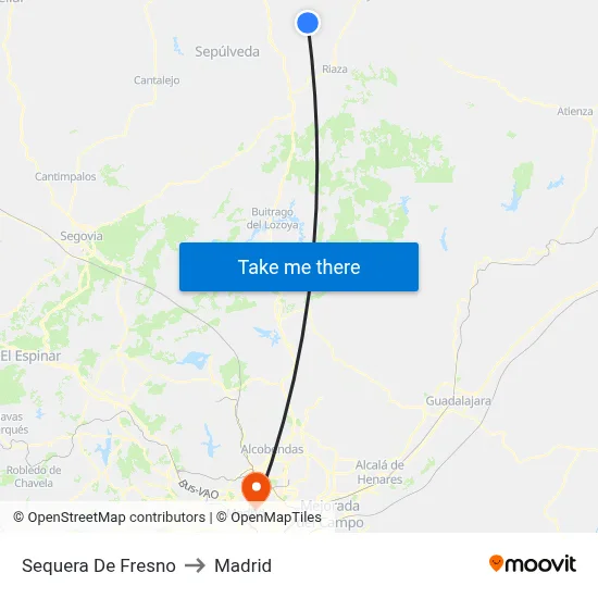 Sequera De Fresno to Madrid map