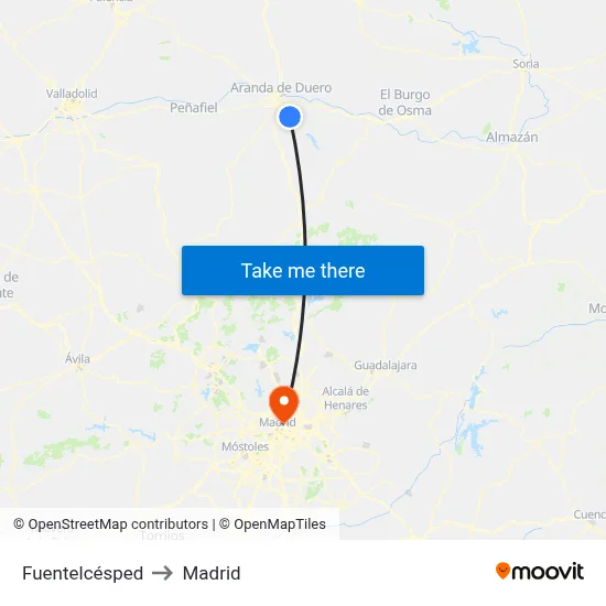 Fuentelcésped to Madrid map