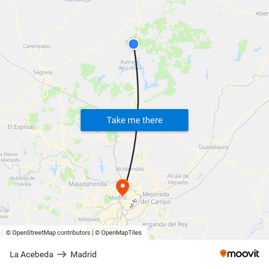 La Acebeda to Madrid map