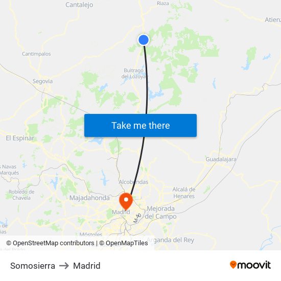 Somosierra to Madrid map