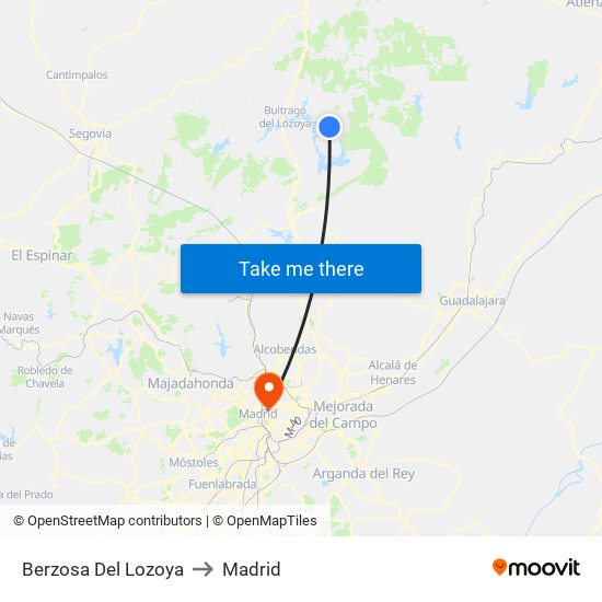 Berzosa Del Lozoya to Madrid map