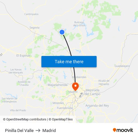 Pinilla Del Valle to Madrid map