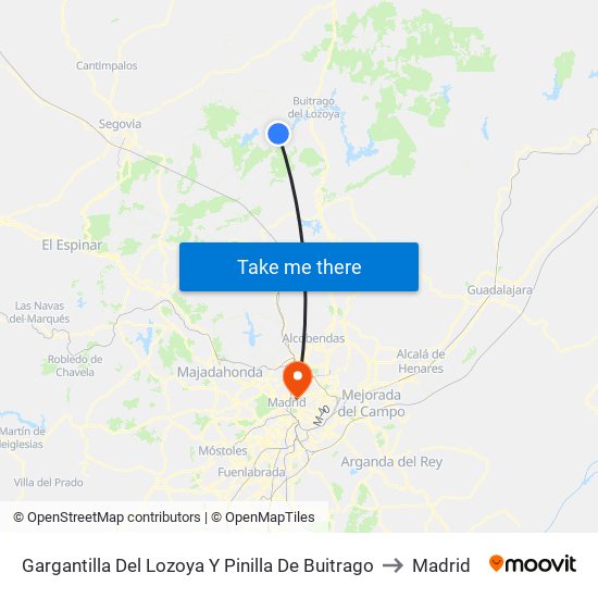 Gargantilla Del Lozoya Y Pinilla De Buitrago to Madrid map
