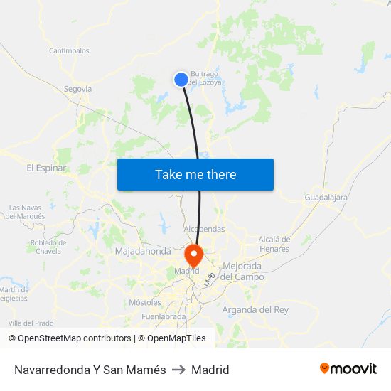 Navarredonda Y San Mamés to Madrid map