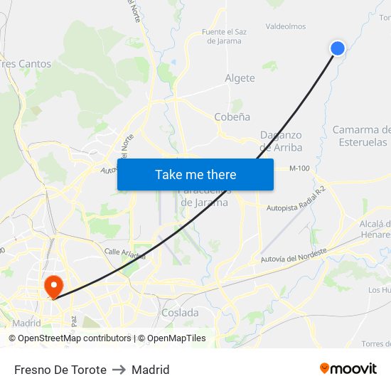 Fresno De Torote to Madrid map