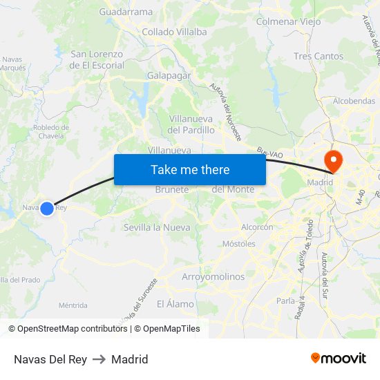 Navas Del Rey to Madrid map
