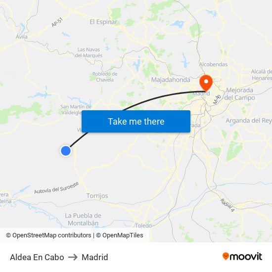 Aldea En Cabo to Madrid map