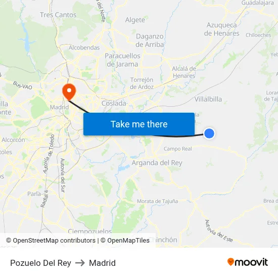 Pozuelo Del Rey to Madrid map
