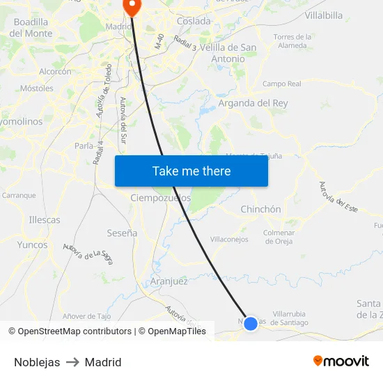 Noblejas to Madrid map