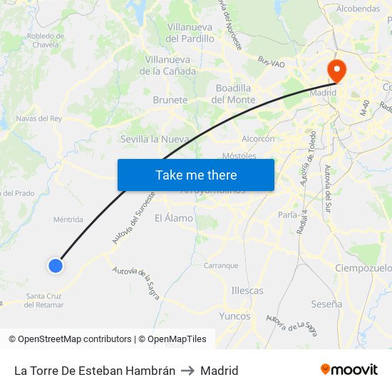 La Torre De Esteban Hambrán to Madrid map