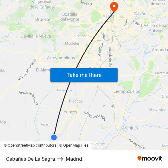 Cabañas De La Sagra to Madrid map