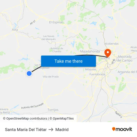 Santa María Del Tiétar to Madrid map