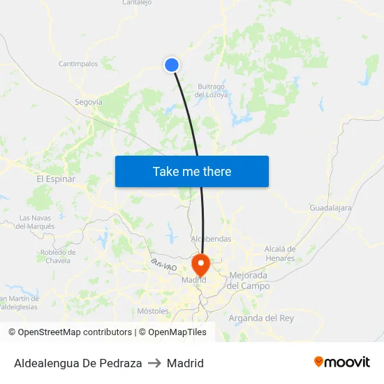 Aldealengua De Pedraza to Madrid map
