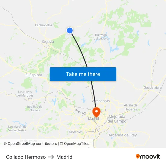 Collado Hermoso to Madrid map