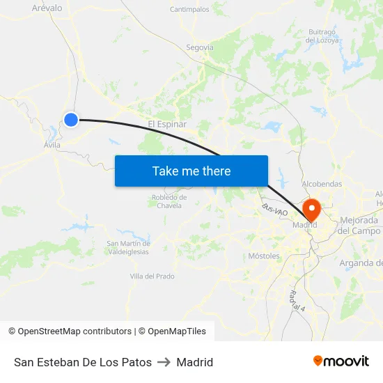 San Esteban De Los Patos to Madrid map