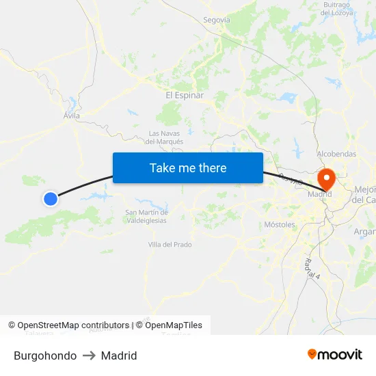 Burgohondo to Madrid map