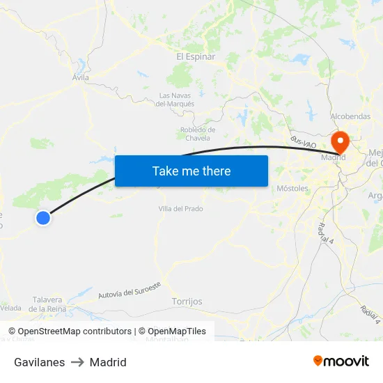 Gavilanes to Madrid map