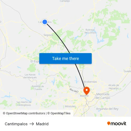 Cantimpalos to Madrid map