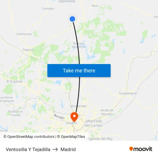 Ventosilla Y Tejadilla to Madrid map