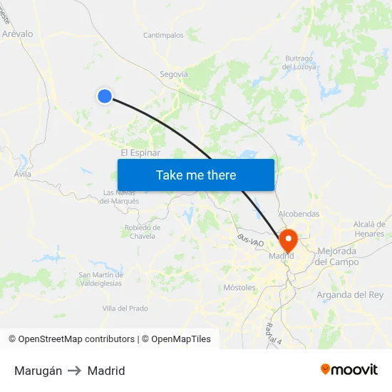 Marugán to Madrid map