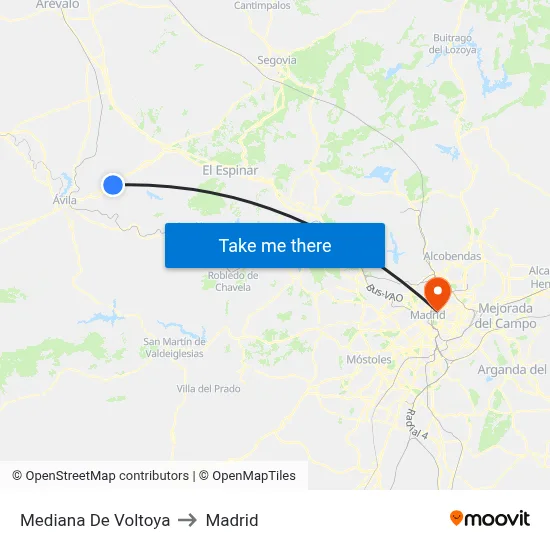 Mediana De Voltoya to Madrid map