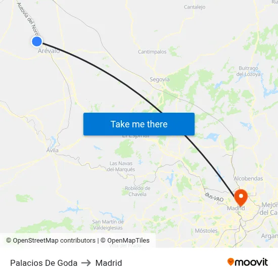 Palacios De Goda to Madrid map