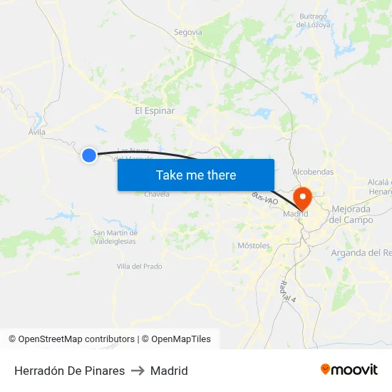 Herradón De Pinares to Madrid map