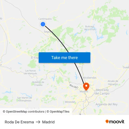 Roda De Eresma to Madrid map