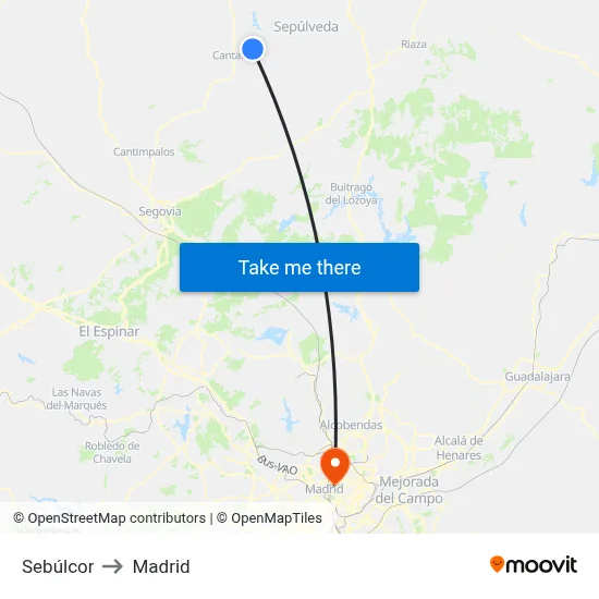 Sebúlcor to Madrid map