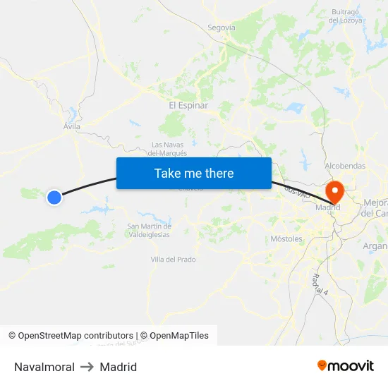 Navalmoral to Madrid map