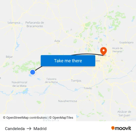 Candeleda to Madrid map