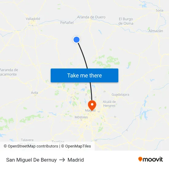 San Miguel De Bernuy to Madrid map
