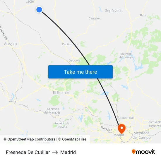 Fresneda De Cuéllar to Madrid map