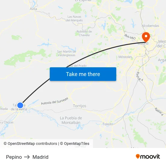 Pepino to Madrid map