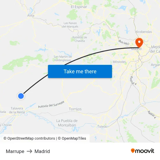 Marrupe to Madrid map
