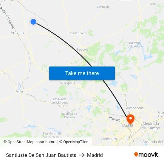Santiuste De San Juan Bautista to Madrid map