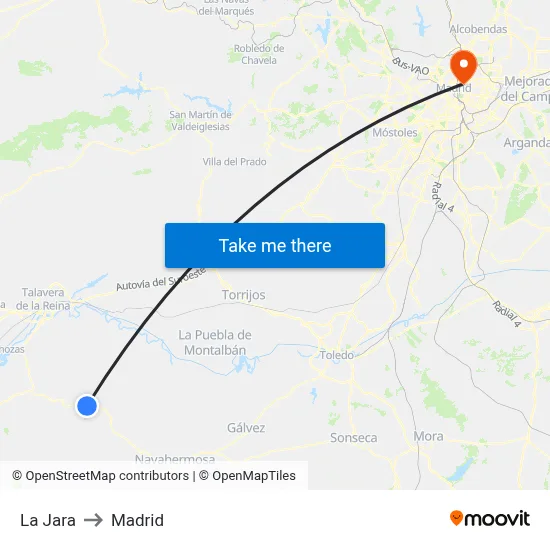 La Jara to Madrid map