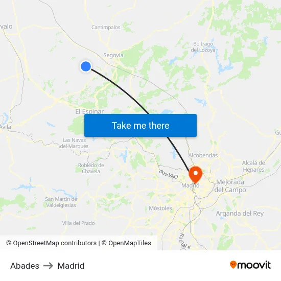 Abades to Madrid map