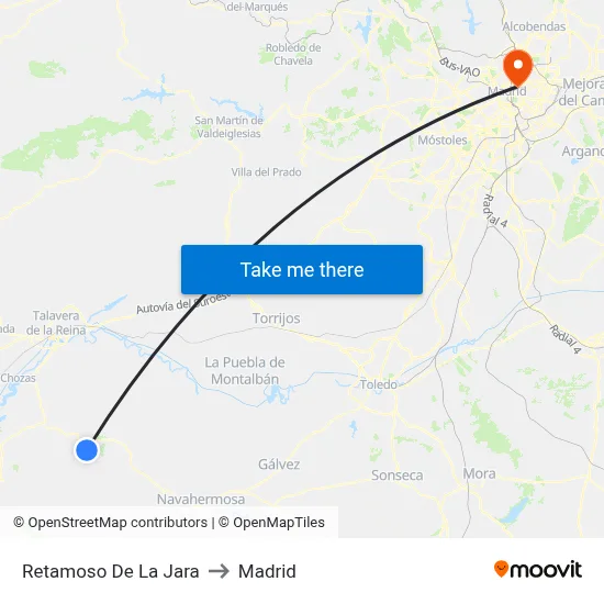 Retamoso De La Jara to Madrid map