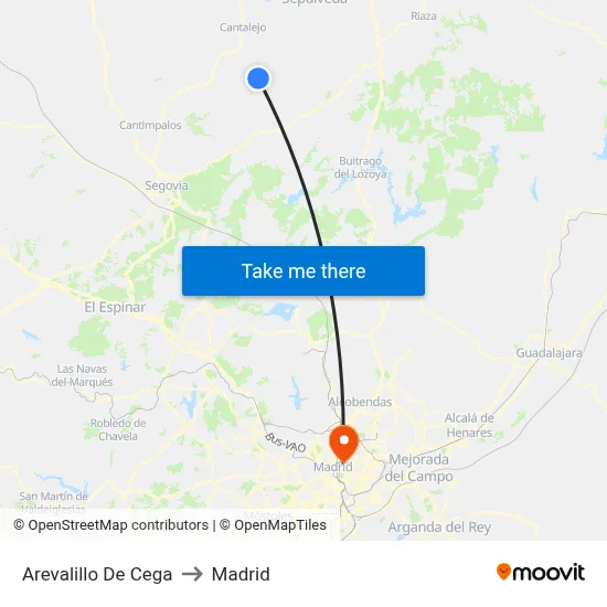 Arevalillo De Cega to Madrid map